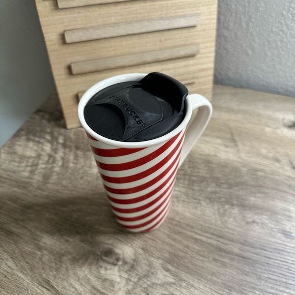 Starbucks Candy Cane Red White Handled Ceramic Coffee Mug - Picture 7 of 7